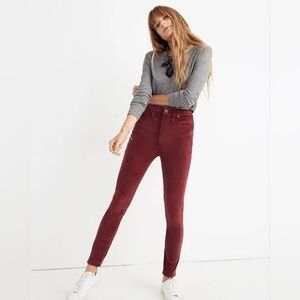 Madewell 10" High-Rise‎ Skinny Stretch Velvet Edition Jeans 34P Petite